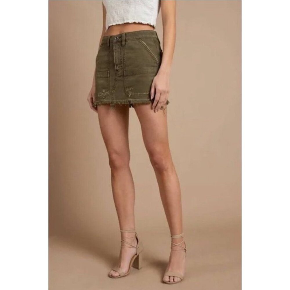 NWOT Free People Army Green Utility Mini Skirt
